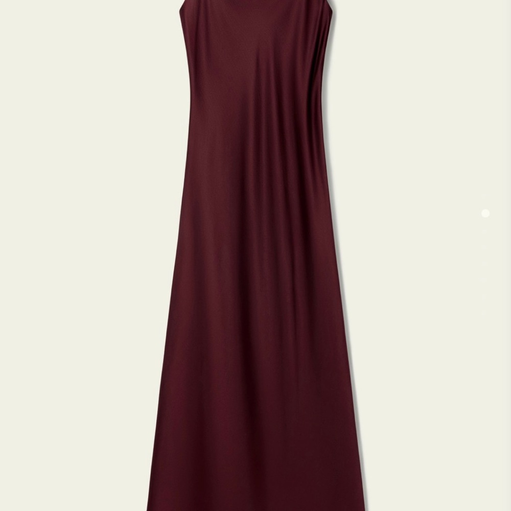 Chic Satin Maxi Dress in Deep Burgundy - Picture 2 of 8